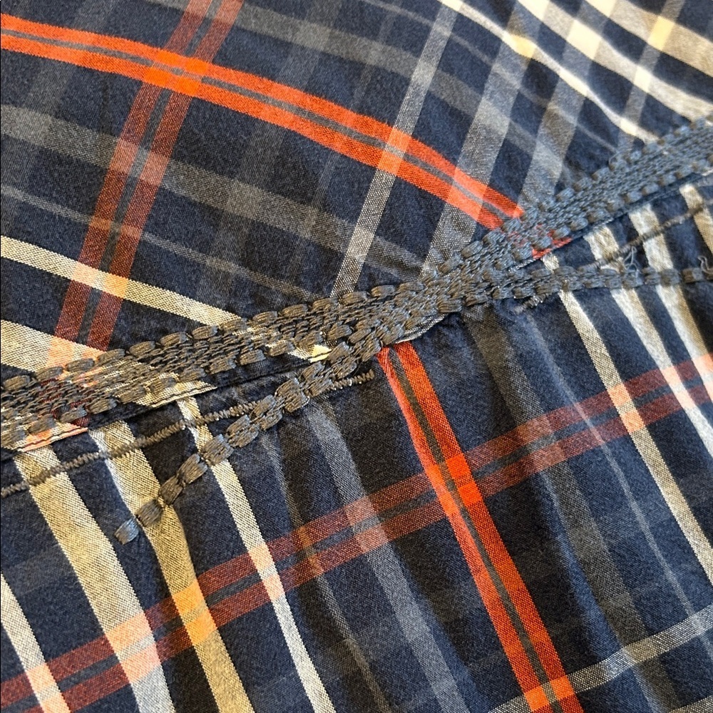 Ariat Pro Series Plaid Western Snap Shirt Mens Large Navy Red Pearl Snap - Picture 9 of 11